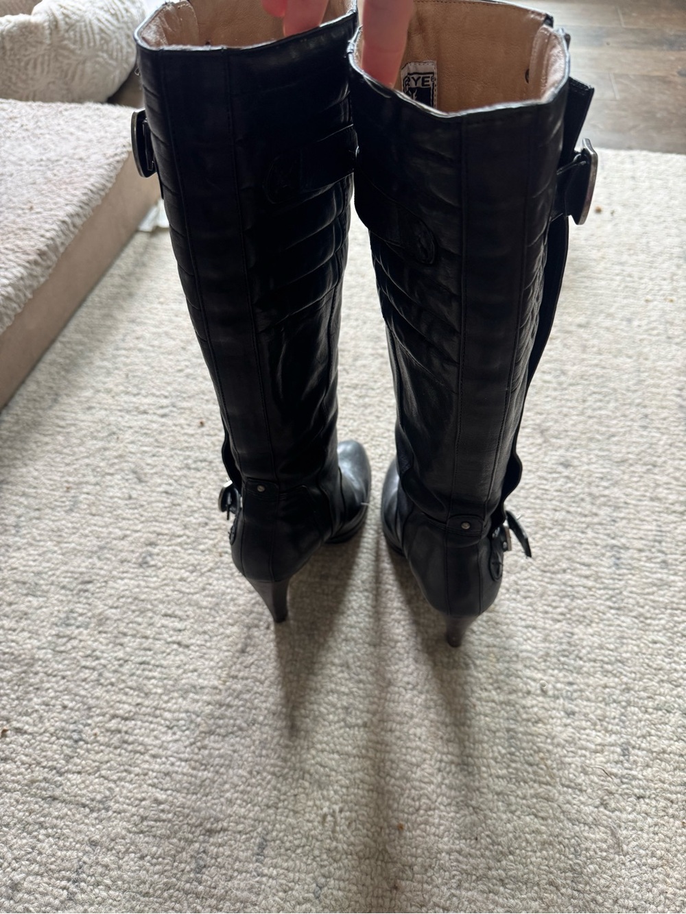 Frye Harlow Tall Moto Knee High Leather Boots - Picture 2 of 7